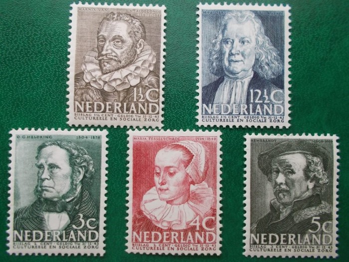 Olanda 1938 44 Euro cultura personalitati - serie nestampilata MNH foto mare Olanda 1938 44 Euro cultura personalitati - serie nestampilata MNH foto mare