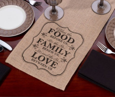 Tabelul Runner Burlap - Food &amp;amp; Familie foto