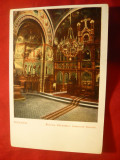 Ilustrata - Suceava - Biserica Mirautilor ,interior ,color , interbelica, Necirculata, Fotografie