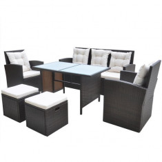 Set mobilier de exterior din poliratan, 18 piese, maro foto