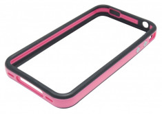 Husa bumper negru cu roz pentru telefon Apple iPhone 4/4S foto