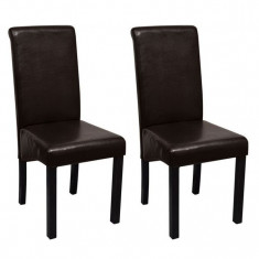 Set 2 scaune din piele artificiala, maro foto