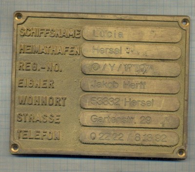 ZET 184 PLACHETA MAI VECHE NAVALA-CU NUME DE NAVA ,,LUCIA&amp;quot; -DIN BRONZ -GERMANIA foto