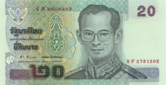 Bancnota Thailanda 20 Baht (2012) - P109 UNC foto