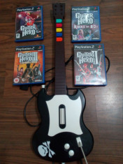 Chitara Guitar Hero PS2 + 4 jocuri Guitar Hero 1,2,3 si Rock the 80&amp;quot;s foto