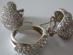 Set cercei si inel argint cu zirconiu -1647 foto