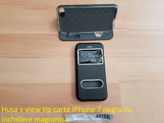 Husa s-view tip carte IPhone 7 negru cu inchidere magnetica foto