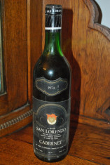 VECHE STICLA CU VIN DE COLECTIE,SAN LORENZO,CABERNET AN 1974 foto