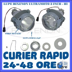 KIT PROIECTOARE LUPA LUPE BIXENON ULTRAMOTO H1 - 3 INCH - ORNAMENTE INCLUSE