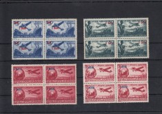 ROMANIA 1952 LP 319 LP 319 a AVIOANE VALORI MARI SUPRATIPAR BLOCURI 4 TIMBRE MNH