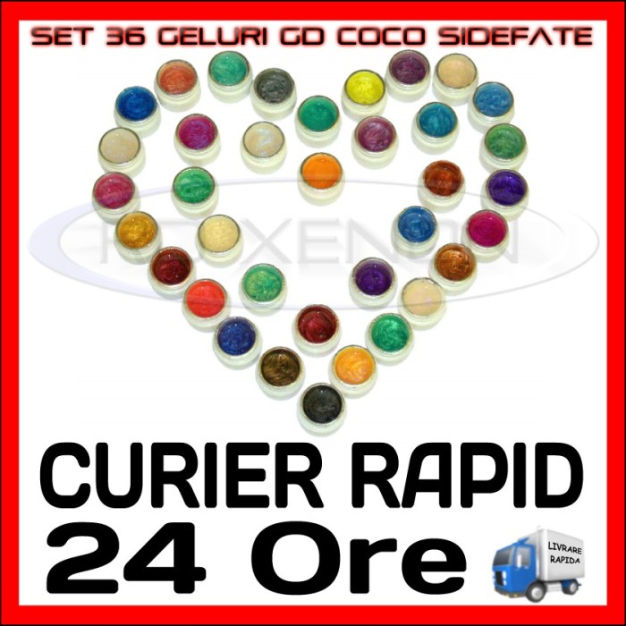 KIT SET 36 MODELE GEL GELURI COCO SIDEFATE PT LAMPA UV COLOR COLORATE 5ML foto mare KIT SET 36 MODELE GEL GELURI COCO SIDEFATE PT LAMPA UV COLOR COLORATE 5ML foto mare