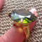 Inel verde-marimea 8, 18 mm -placat cu aur 18K si cristal zirconia-Swarovski