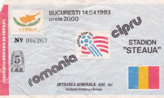 Bilet meci fotbal ROMANIA - CIPRU 14.04.1993 foto