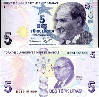 !!! TURCIA - 5 LIRE L.1970 2009 (2013) - P 222 b - UNC / SERIA B foto