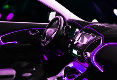 Fir cu lumina ambientala auto decorativ luminos neon flexibil 3M Roz foto