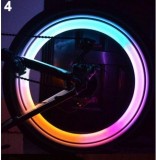 Set 2 LED Multicolor Roata Bicicleta Tuning, Vizibilitate Sporita, Silicon, 3 Moduri Lumina, Baterie CR2032 Inclusa, Rezistent Apa