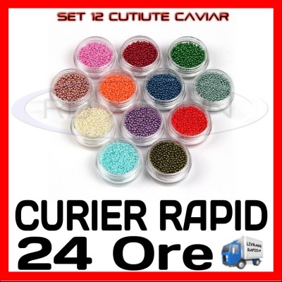 SET 12 DECORATIUNI CAVIAR - MANICHIURA UNGHII FALSE GEL UV - PRET MINIM foto