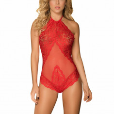 Lenjerie dama intima babydoll monokini dantela body rosu foto