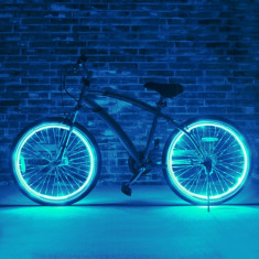 Kit luminos tuning si personalizare roti janta sau jante bicicleta 4 M Cyan foto