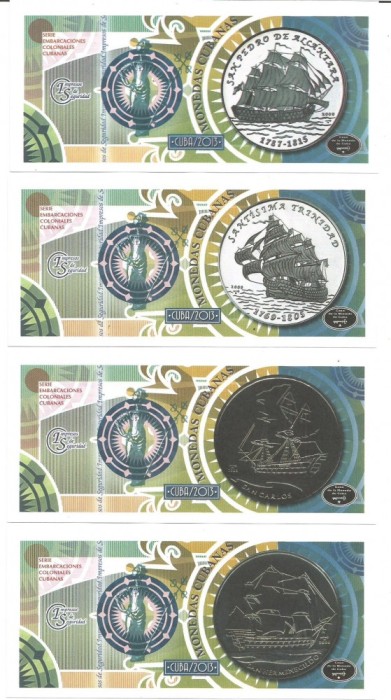 !!! CUBA - SET 6 BANCNOTE DE PREZENTARE AMBARCATIUNI COLONIALE 2013 - UNC