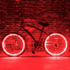 Kit luminos tuning si personalizare roti janta sau jante bicicleta 4 M Rosu foto