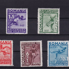ROMANIA 1937 LP 121 A 8-a BALCANIADA DE ATLETISM SERIE MNH