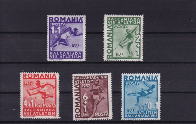 ROMANIA 1937 LP 121 A 8-a BALCANIADA DE ATLETISM SERIE MNH foto