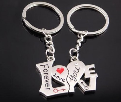 Set Breloc Chei Pentru Cuplu / Indragostiti - LOVE YOU FOREVER - Set 2 Bucati foto