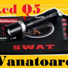 Lanterna Zoom led CREE Incarcator Casa+ Auto+ Acumulator +Lupa Zoom