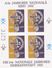 CERCETASII ROMANIEI ,JAMBOREEA NATIONALA SIBIU,CINDERELLA 1996,MINISHEET,O/P . foto