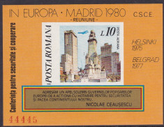 ROMANIA 1980 LP 1019 CONFERINTA PENTRU SECURITATE MADRID COLITA NEDANTELATA MNH foto