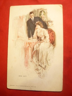 Ilustrata - Scena de alcov - Her gift - 1909 SUA foto