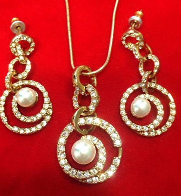 PROMOTIE -Set bijuterii dama(colier +cercei)-placat cu aur 18k foto