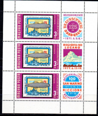 UNGARIA 1977, Aviatie, Dirijabile, MNH, serie completa neuzata foto