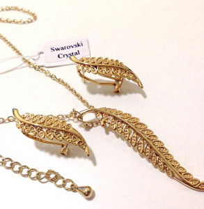 Set bijuterii dama-FRUNZE LMN1-placat cu Aur 18k si Swarovski | Okazii.ro