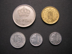 Lot SPANIA 5 monede diferite foto