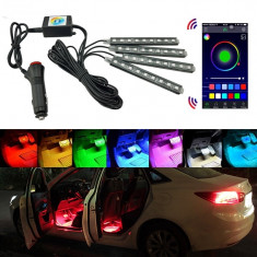 Lumini ambientale LED RGB Auto control prin Telefon Bluetooth foto