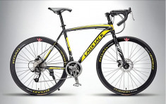 Bicicleta cursiera 21 speed frane disc cadru otel carbon hard trail foto