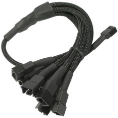 Cablu adaptor pentru ventilatoare Nanoxia 1x 3 pini la 6x 3 pini, 60 cm, negru foto