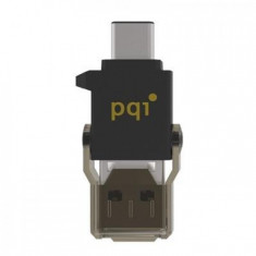 PQI Cititor de carduri microSD + adaptor USB / USB 3.1 tip-C, Connect 312, negru foto
