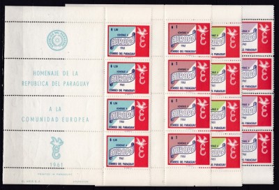 Paraguay 1961 Europa MI 986-992 4 serii cu vign. dif. MNH w44 Mich = 220 foto