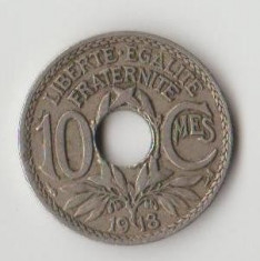 Moneda 10 centimes 1918 - Franta foto