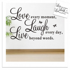 Autocolant Live Laugh Love Fluturi Sticker Perete Slogan 2019 DECOR CAMERA BIROU foto