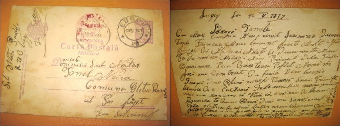 Carte Postala Militara. Expeditie. Reg.13 Calarasi. Romania regalista.