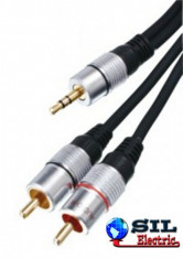 Cablu audio, jack 3.5mm tata 2xRCA, 1.5 m, HQ foto