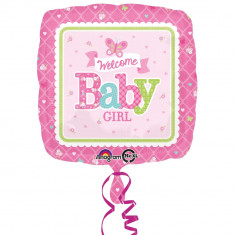 Balon folie 45cm Welcome Baby Girl Butterfly, Amscan 30747 foto