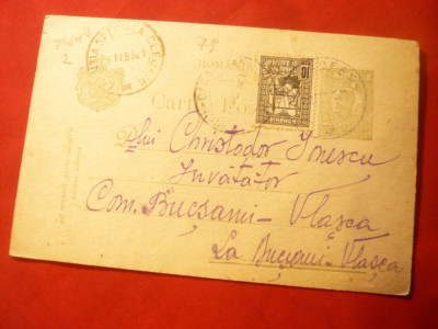 Carte Postala cu 20 Bani verde Ferdinand , stamp. de Ambulanta Agentia speciala foto