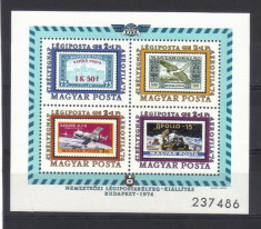 UNGARIA 1974, Aerophila&amp;#039;74, serie neuzata, MNH foto