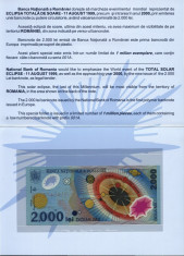 ROMANIA 2000 LEI 1999 polimer eclipsa totala de soare seria 001A pliant foto