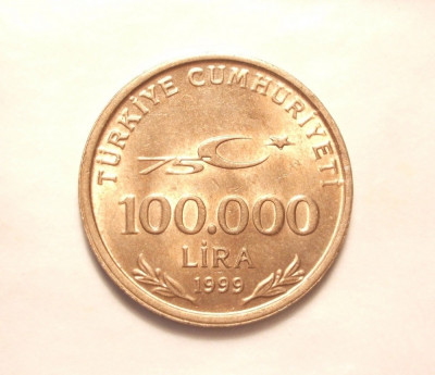 TURCIA 100 000 LIRE 1999 UNC foto